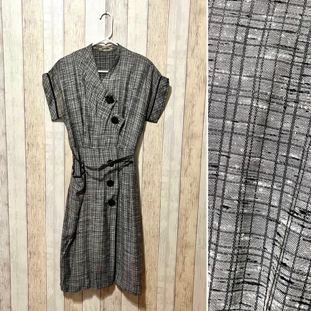 AS-IS Vintage 1950s Belted Midi Dress